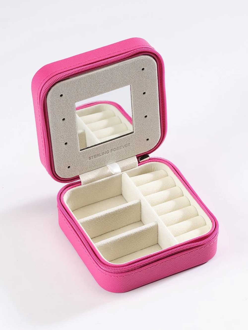 Sterling Forever Raspberry Pink Travel Jewelry Organizer Case